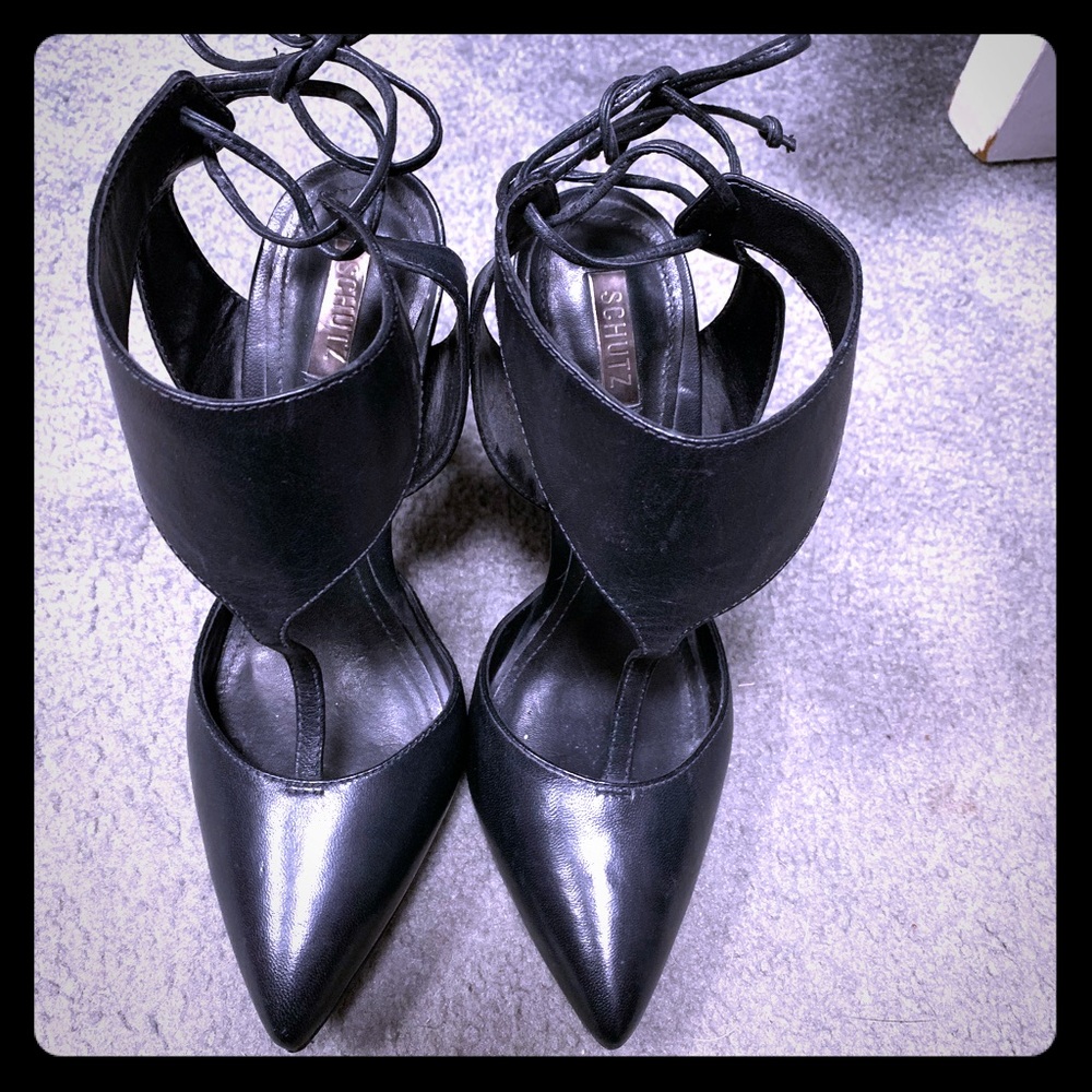 Schutz black 4” heels